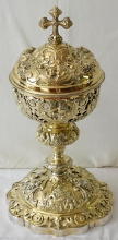 Antique French solid silver gilt Baroque Ciborium